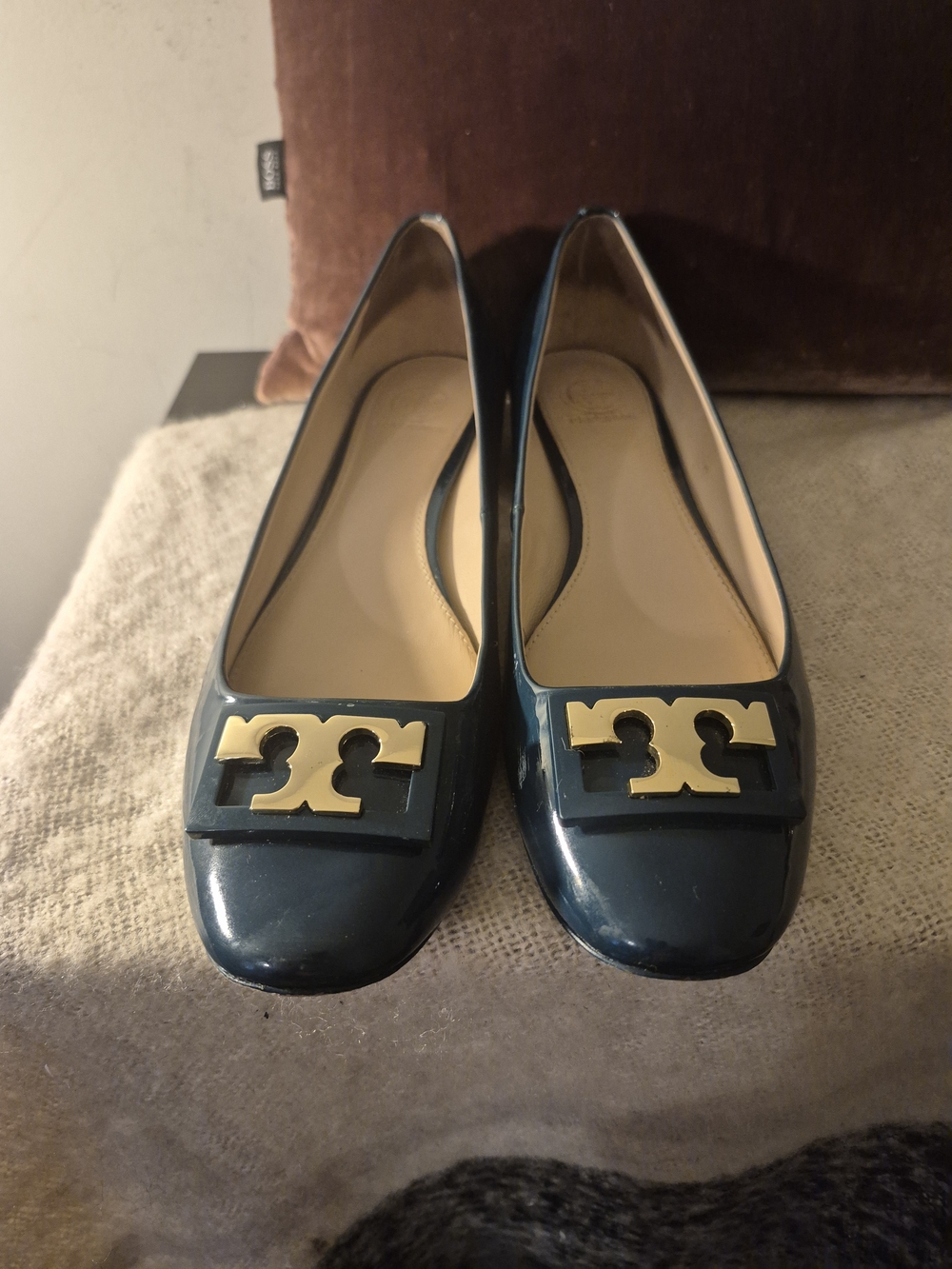 Tory Burch GIGI Pump Soft Patent Ocean Blue Patent Leather Women's Size 10.5